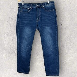 Lucky Brand Slim Taper Blue Jeans Mens Size 32 x 30 Stretch Denim Minimalist Zip